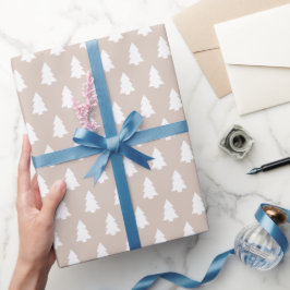Festive Pastel Lila White Julgran mönster Presentpapper