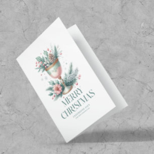 Festive Pastel Mint & Rosa Julchalice Kort