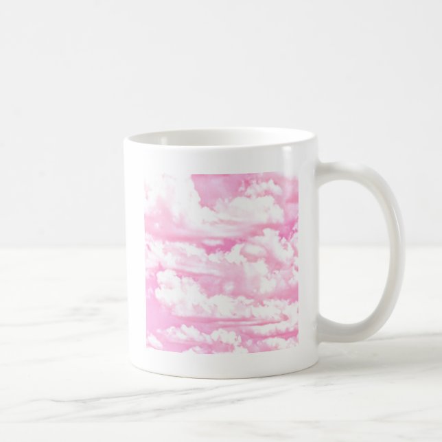 Festive Pastel Rosa lycklig Clouds Kaffemugg (Höger)