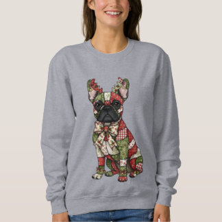 Festive Patchwork Fransk Bulldog Jul T Shirt