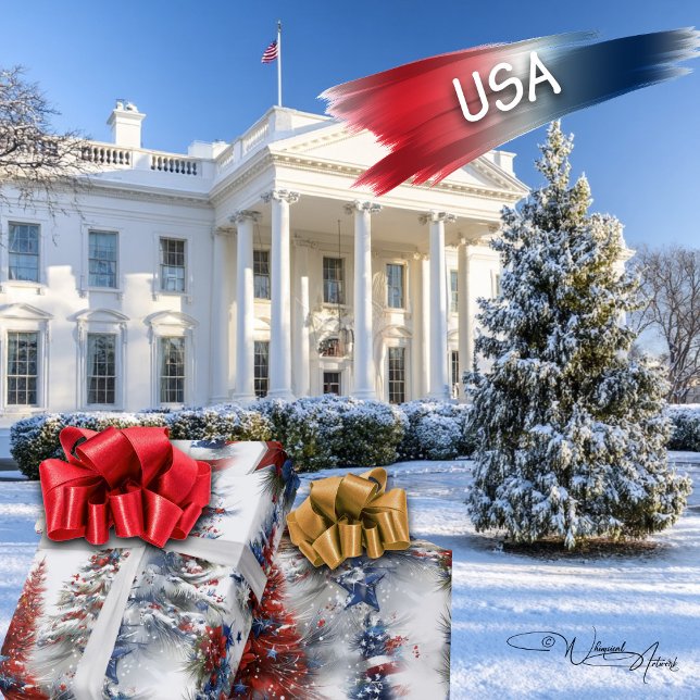 Festive Patriotic Julgranar Presentpapper (Skapare uppladdad)