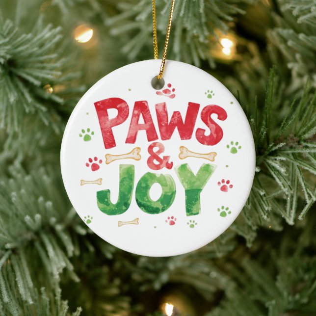 Festive "Paws and Joy" Christmas Pet Lover Holiday Julgransprydnad Keramik (Träd)