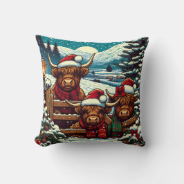 Festive peeking Highland cows Kudde