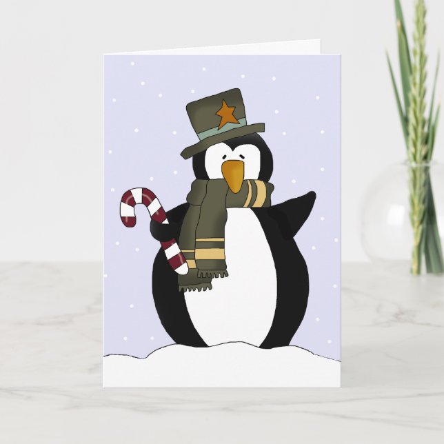 Festive Penguin-julkort Helgkort (Framsida)