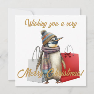 Festive Penguin Shopper jul Cheer Julkort