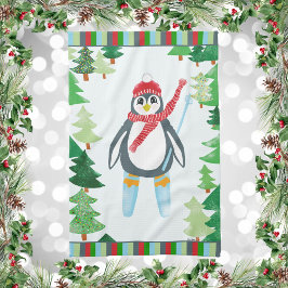 Festive Penguin Skickar juldesign Kökshandduk