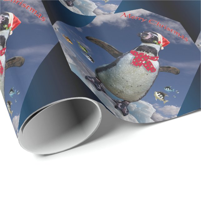 Festive Penguin Wrapping Papper - Jul Presentpapper (Rullad Hörn)
