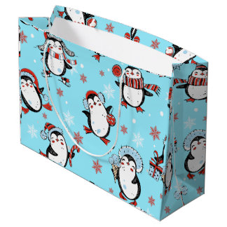 Festive Penguins Large Gift Bag