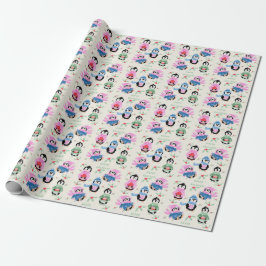 Festive Penguins Pattern Christmas Wrapping Paper Presentpapper