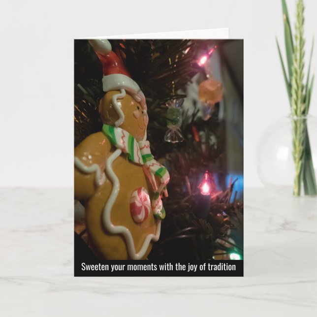 Festive Pepparkaksgubbe Ornament Tack Kort (Framsida)