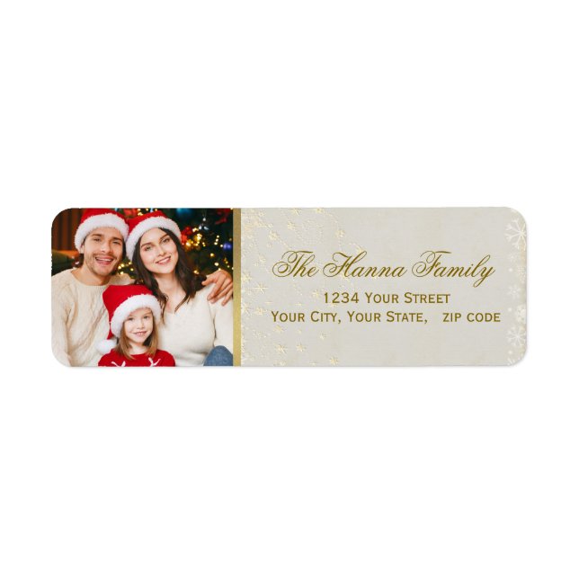 Festive Personalized Family Photo Merry Christmas Returadress Etikett (Framsidan)