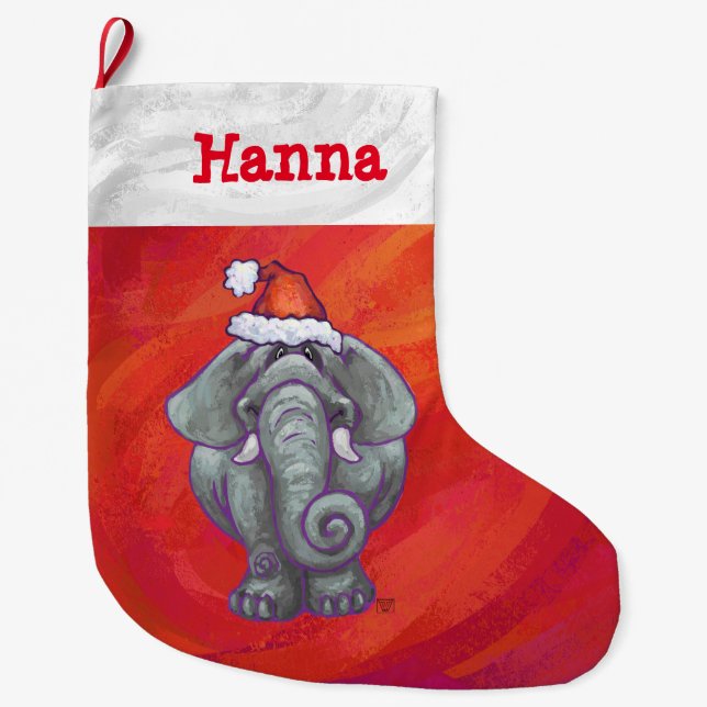 Festive Personlig Elephant jul Stor Julstrumpa (Framsidan)