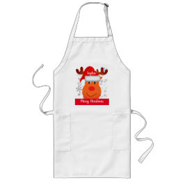Festive Personlig Reindeer jul Apron Långt Förkläde