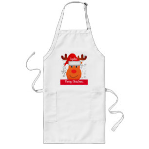 Festive Personlig Reindeer jul Apron Långt Förkläde