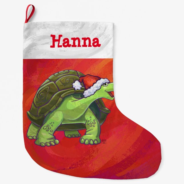 Festive Personlig Tortoise jul Stor Julstrumpa (Framsidan)