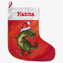 Festive Personlig Tyrannosaurus jul Stor Julstrumpa