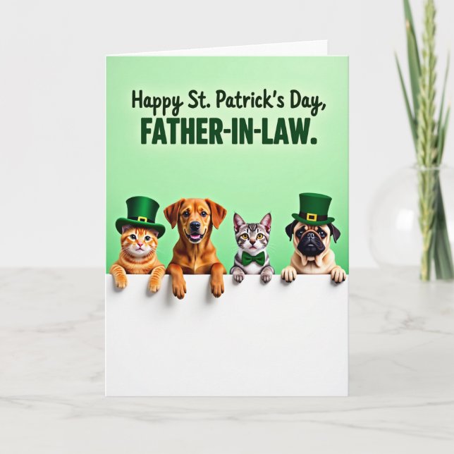 Festive Pets Family St Patricks Card Kort (Framsida)
