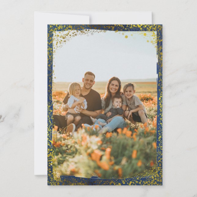 Festive Photo Guld Glitter Dots Helgdag Card Julkort (Framsida)