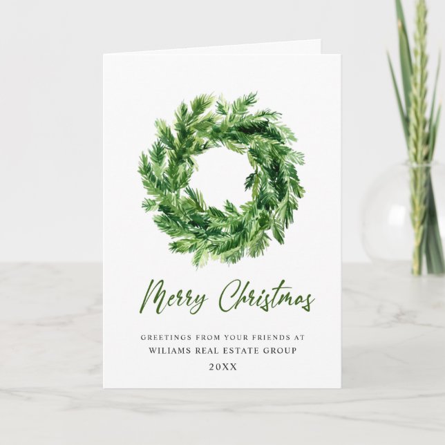 Festive Pine Branch Wreath Christmas Corporate Helgkort (Framsida)