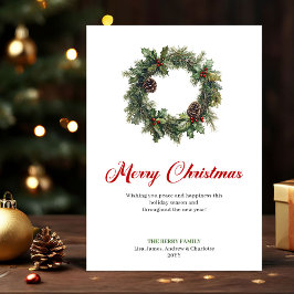 Festive Pine Wreath Christmas Greeting Digital  Julkort