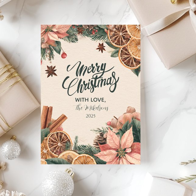 Festive Poinsettia Citrus Julkort (Skapare uppladdad)