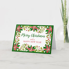 Festive Poinsettia Garland Helgdag Card Helgkort