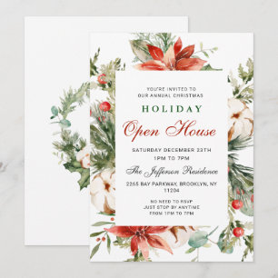 Festive Poinsettia jul - Helgdag - öppet hus Inbjudningar