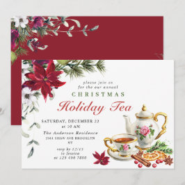 Festive Poinsettia jul Helgdag Tea Party Inbjudningar