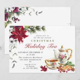 Festive Poinsettia jul Helgdag Tea Party Inbjudningar