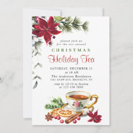 Festive Poinsettia jul Helgdag Tea Party Inbjudningar
