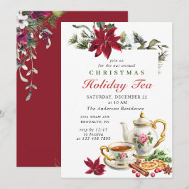 Festive Poinsettia jul Helgdag Tea Party Inbjudningar
