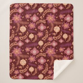 Festive Poinsettia jul Sherpa Blanket