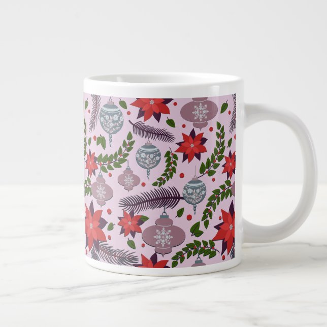 Festive Poinsettia och Gräs Mugg Jumbo Mugg (Höger)