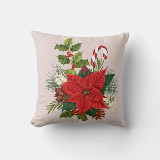 Festive Poinsettia Pillow Kudde (Framsida)