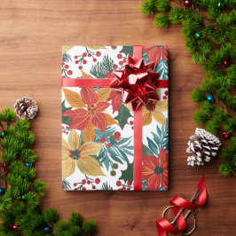 Festive Poinsettia Retro jul Presentpapper