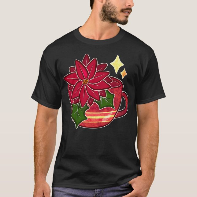Festive Poinsettia Tekopp T Shirt (Framsida)