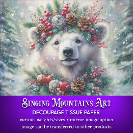 Festive Polar Bear jul Craft Decoupage