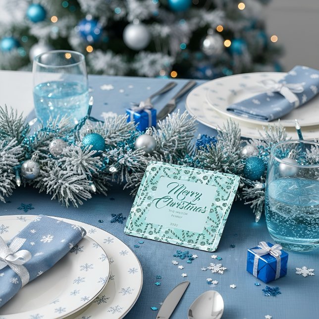 Festive Polkagrisars Peppermynt Underlägg Papper Kvadrat (Skapare uppladdad)