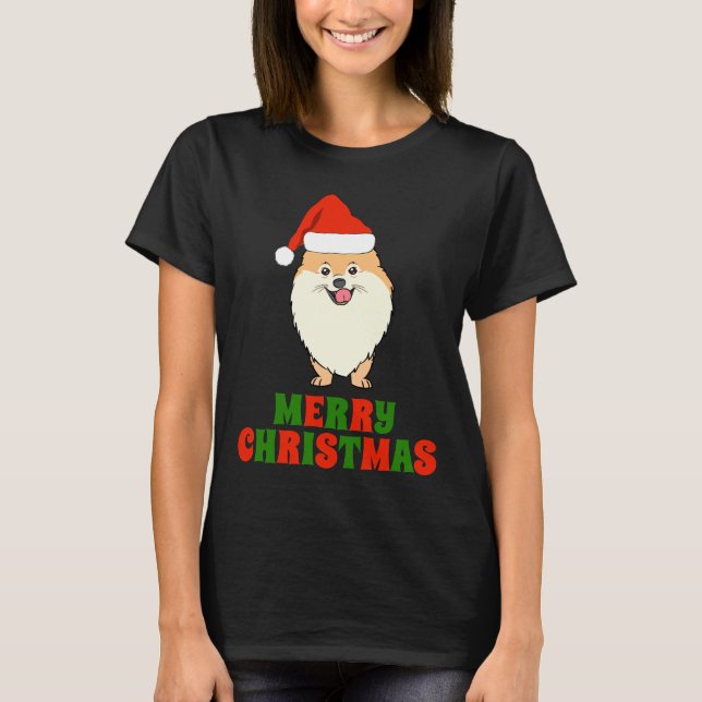 Festive Pommern God jul T Shirt (Framsida)