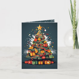 Festive Pop Art Julgran Visning Kort