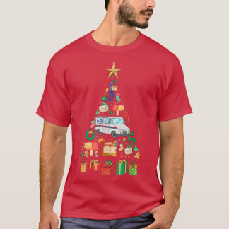 Festive Postman Julafton Träd Design T Shirt