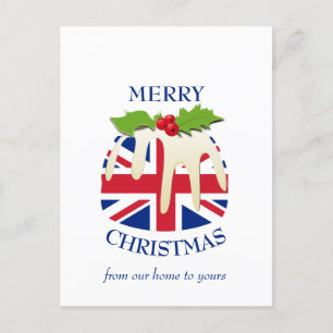 Festive Pudding BRITISH UNION JACK jul Vykort