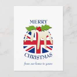 Festive Pudding BRITISH UNION JACK jul Vykort