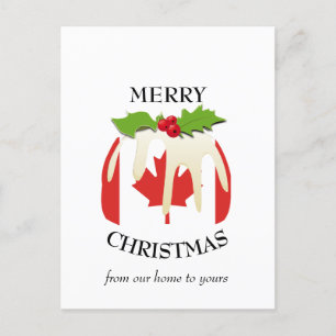 Festive Pudding CANADA FLAGGA julvykort Vykort