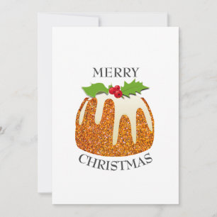Festive Pudding med Orange GLITTER jul Julkort