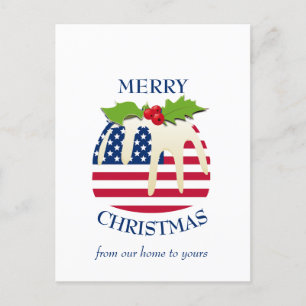 Festive Pudding med Patriotic USA FLAGGA jul Vykort
