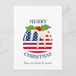 Festive Pudding med Patriotic USA FLAGGA jul Vykort