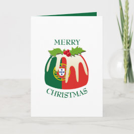 Festive Pudding med PORTUGAL FLAGGA jul Helgkort