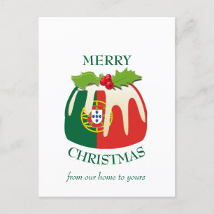 Festive Pudding med PORTUGAL FLAGGA jul Vykort