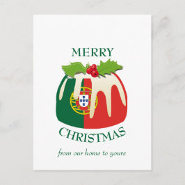 Festive Pudding med PORTUGAL FLAGGA jul Vykort